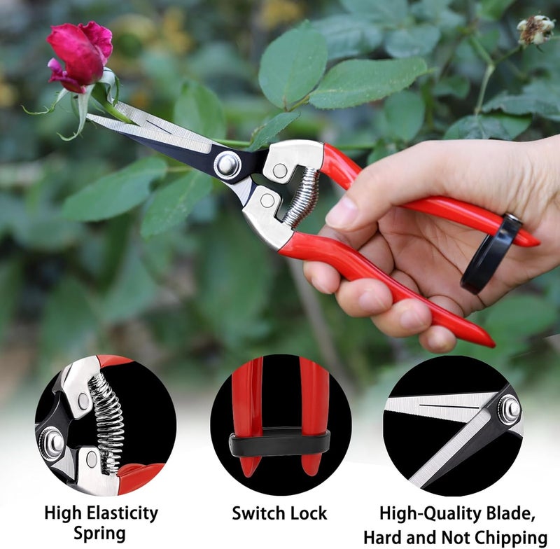 Kynup 3Pack Pruning Shears, Garden Shears, Pruning Shears for Gardening, Gardening Shears Scissors Clippers, Garden Tools Set with Gloves, Stainless Steel, Soft Grip Handle - Image 5